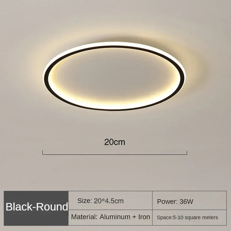 Nordic Minimalist Circular LED Ceiling Light with Remote Control for Versatile Home Spaces
