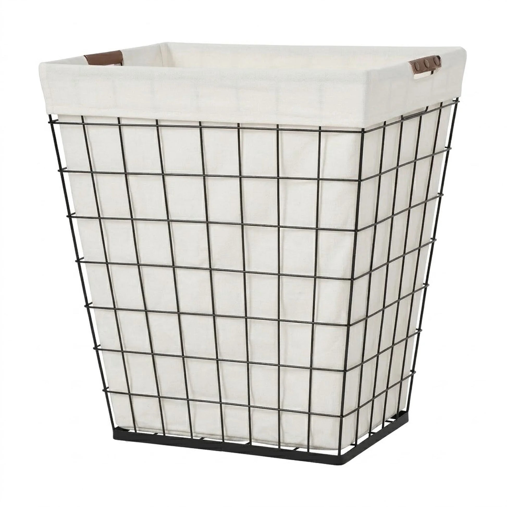 75L Rectangular Steel Wire Laundry Hamper with Removable Liner in Natural Finish for Adults
