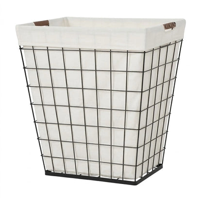 75L Rectangular Steel Wire Laundry Hamper with Removable Liner in Natural Finish for Adults