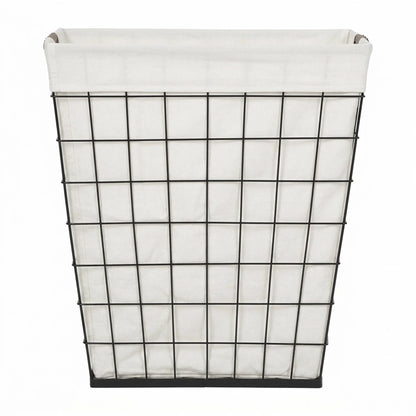 75L Rectangular Steel Wire Laundry Hamper with Removable Liner in Natural Finish for Adults