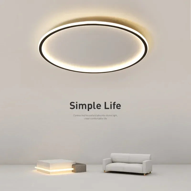 Nordic Minimalist Circular LED Ceiling Light with Remote Control for Versatile Home Spaces
