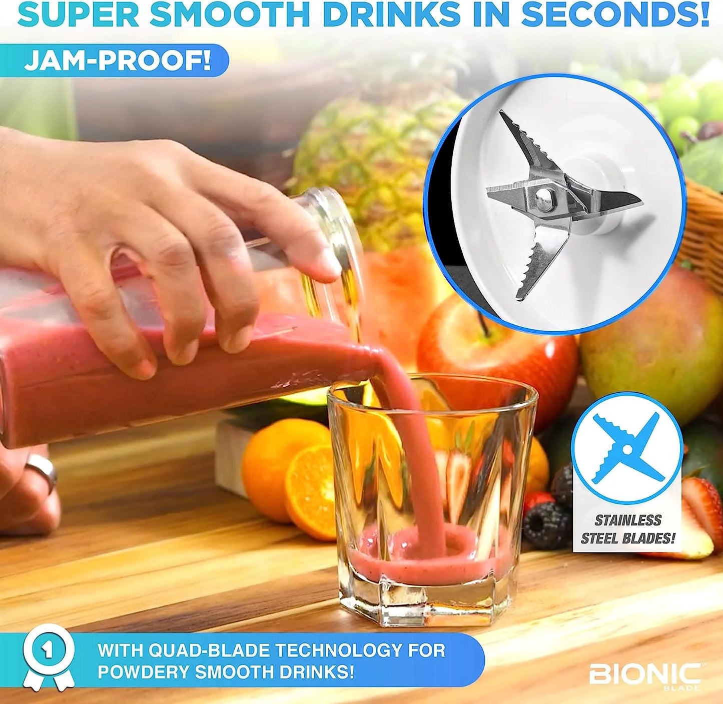 Bionic Blade Portable Rechargeable Smoothie Blender and Juicer for Protein Shakes and Baby Food