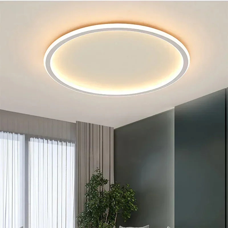 Nordic Minimalist Circular LED Ceiling Light with Remote Control for Versatile Home Spaces