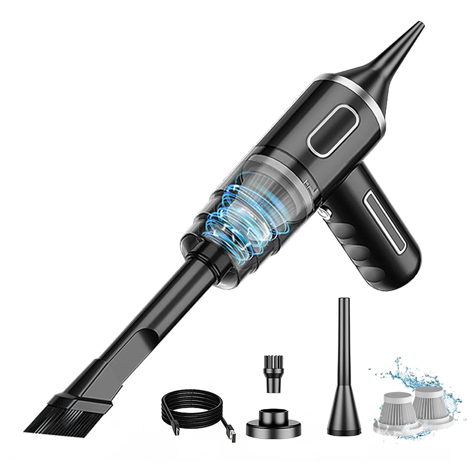 Cordless Handheld Vacuum Cleaner, 29000PA Powerful 120W Rechargeable Mini Vacuum for Home, Pet Hair, and Car Cleaning - Black